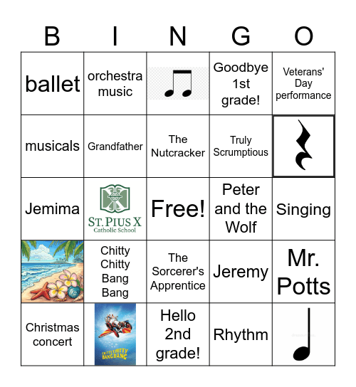 First Grade Bingo Card