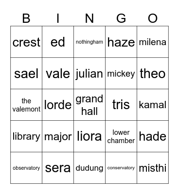 sera Bingo Card