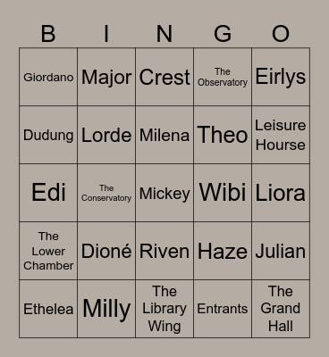 Dioné’s Bingo Card
