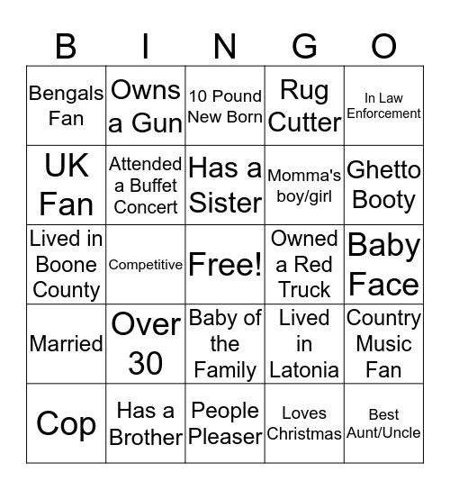 Ryan's 30th Bday!! Bingo Card
