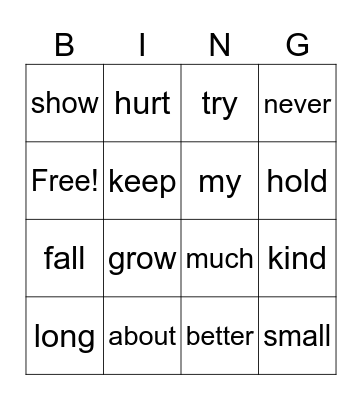Let's Read Bingo Card