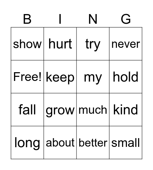 Let's Read Bingo Card
