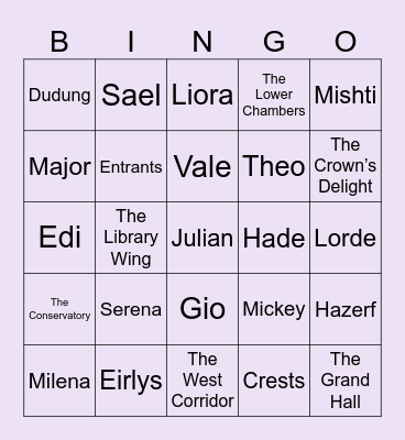 Eirlys’ Bingo Card