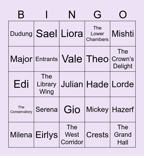 Eirlys’ Bingo Card