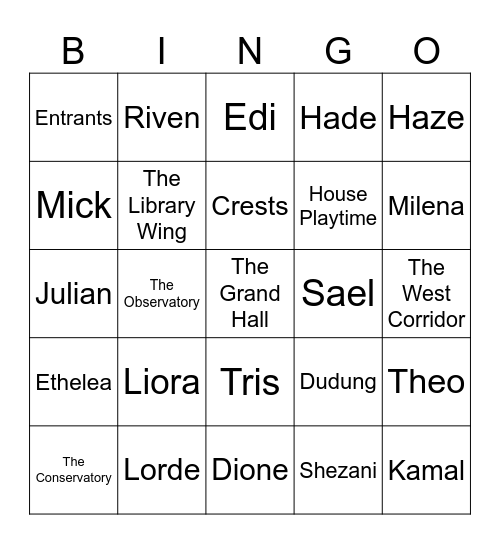 Punya Riven. Bingo Card