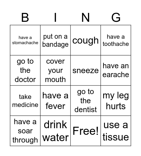 Why do we get sick? Bingo Card