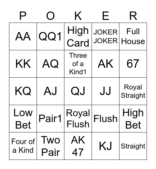 Poker Bingo Card