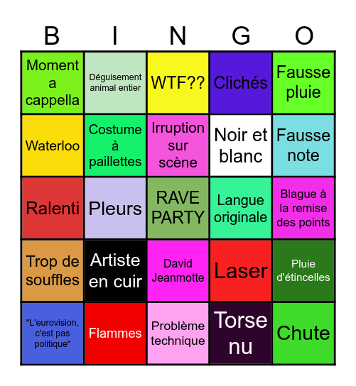 Eurovision 2026 Bingo Card