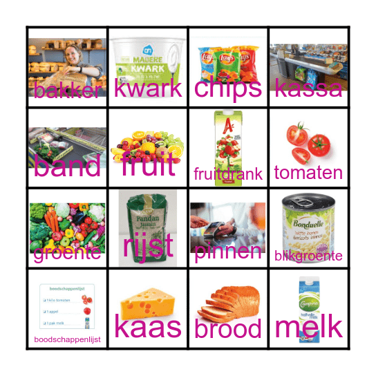 Boodschappen doen Bingo Card