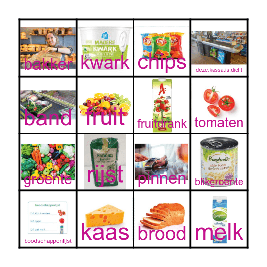 Boodschappen doen Bingo Card