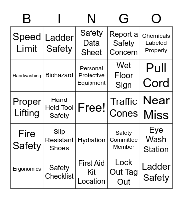 Essex Meadows Safety Bingo Card