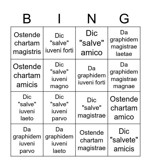 Bingimus! Bingo Card