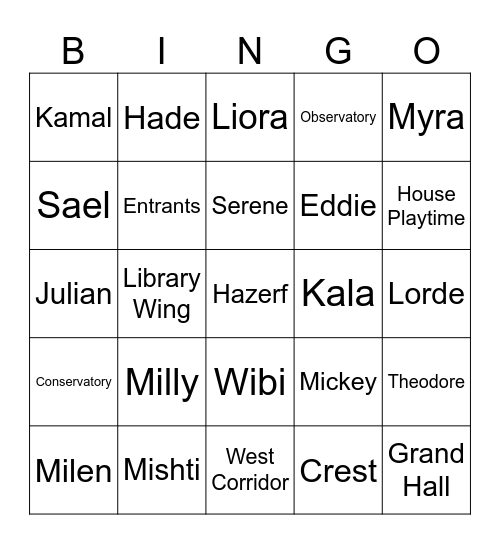 Mishti's Bingo Card
