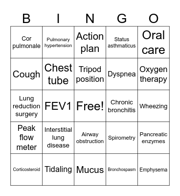 Chronic Respiratory BINGO Card