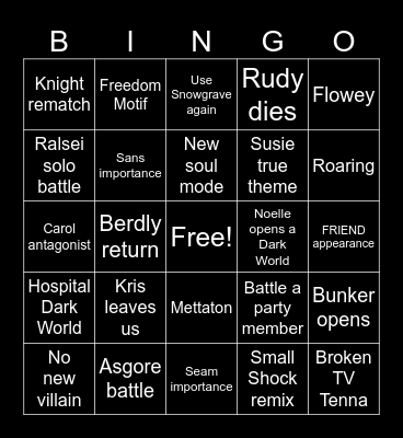DELTARUNE Bingo Card