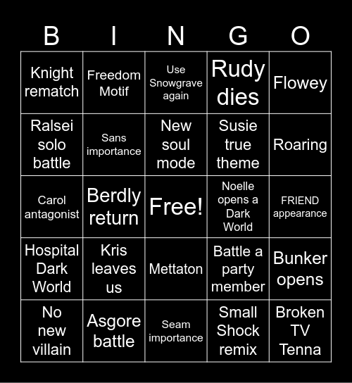 DELTARUNE Bingo Card