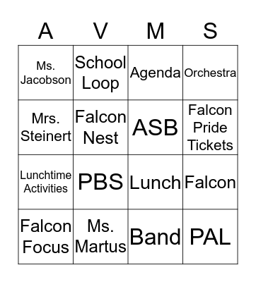 AVMS BINGO Card
