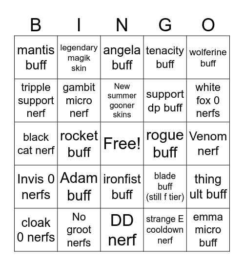 S8 patch notes Bingo Card