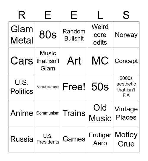 Liz Bingo Card