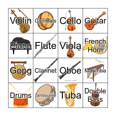 Instruments Bingo Card