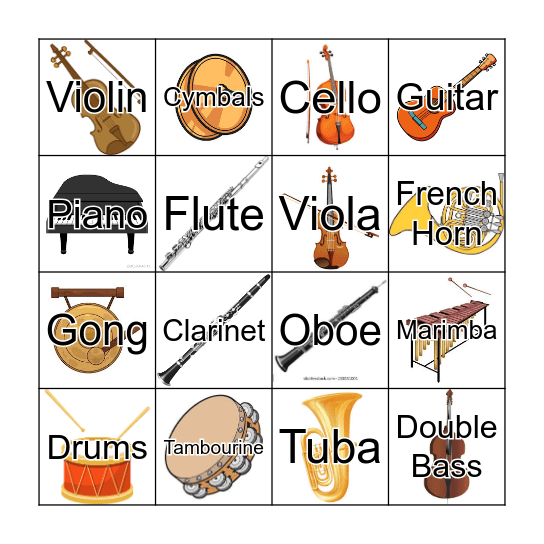 Instruments Bingo Card