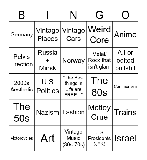 liz Bingo Card