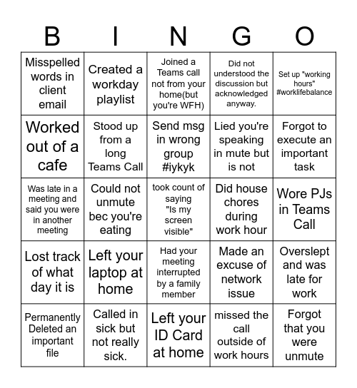 OFFICE Bingo Card