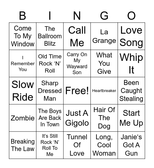 Mama Said Rock On Bingo Card
