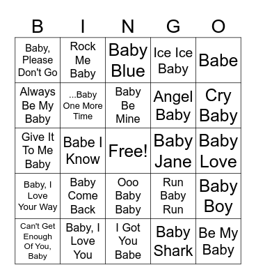 Oh Baby Bingo Card