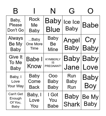 Oh Baby Bingo Card