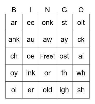 Sound Bingo Card