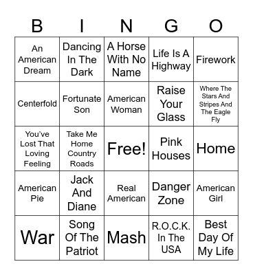 Red White & Brew Bingo Card