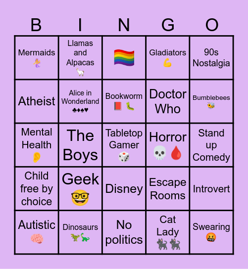 Penpal Bingo Card