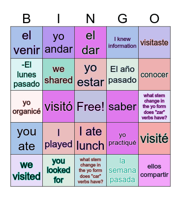 Proyecto de Español – Juego en Línea Bingo Card
