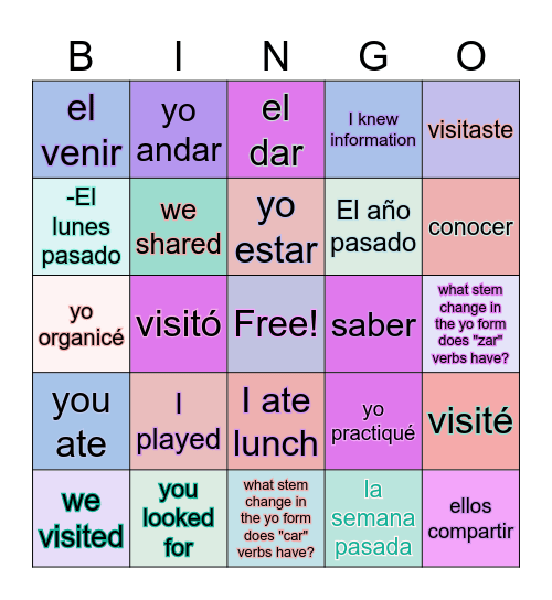 Proyecto de Español – Juego en Línea Bingo Card