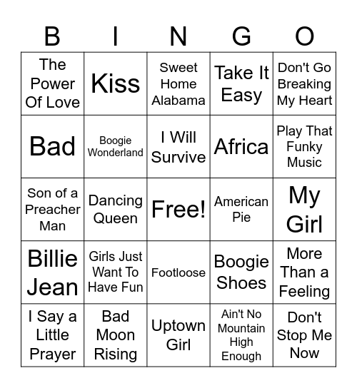Sunday Morning Bingo Card