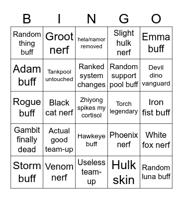 Marvel Rivals Season 8 Bingo Card