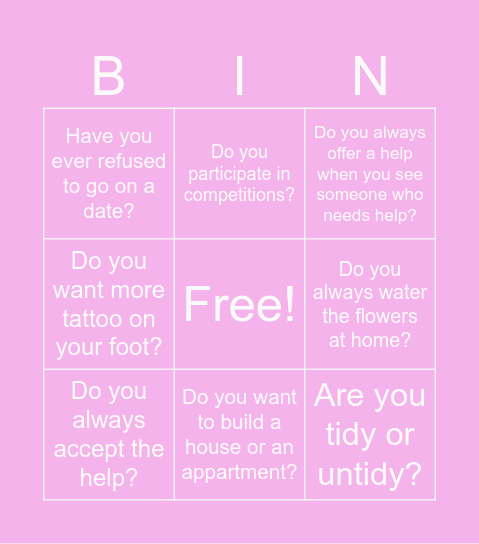 Revision Bingo Card