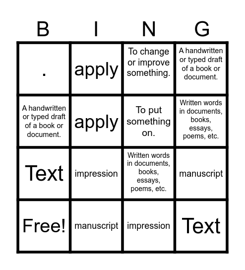 Unit 4 Lesson 2 Bingo Card