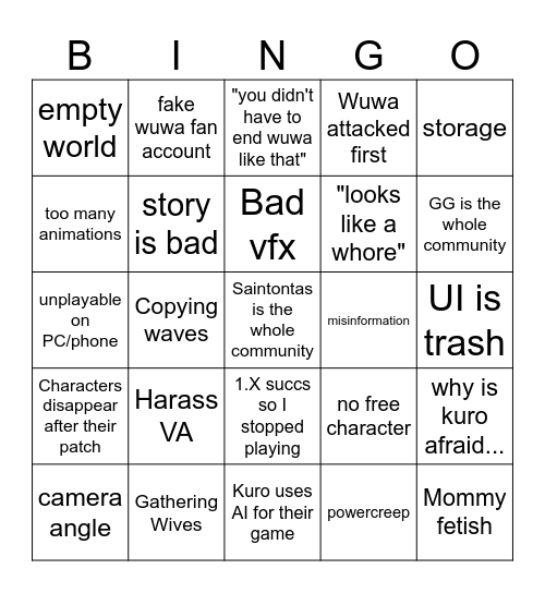 Hoyoshill's bingo Card