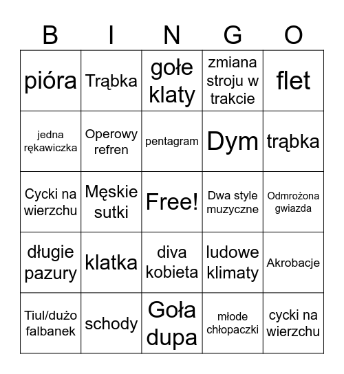 Eurowizja 2026 Bingo Card