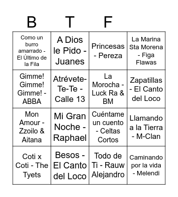 BINGO MUSICAL Bingo Card