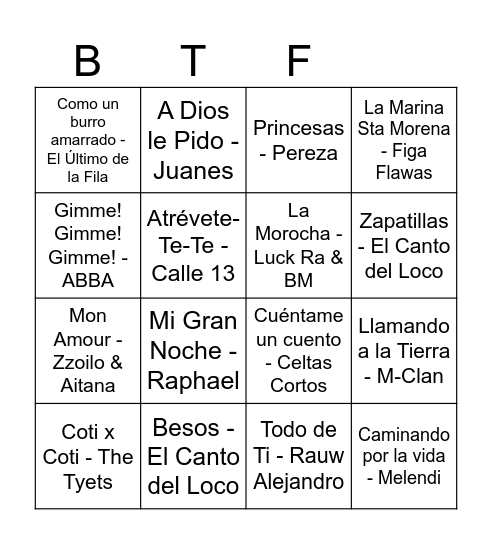 BINGO MUSICAL Bingo Card