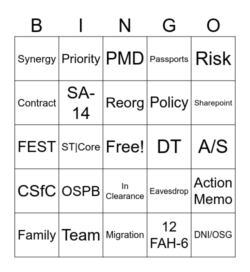 CMP Town Hall Bingo Card
