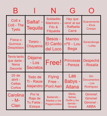 BINGO MUSICAL Bingo Card