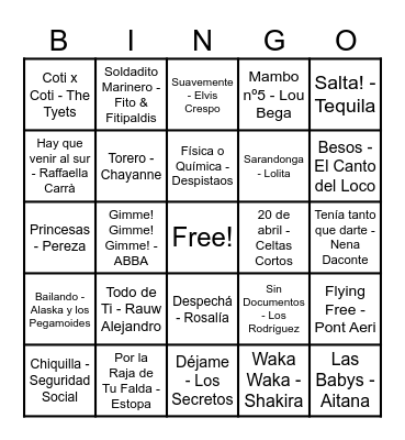 BINGO MUSICAL Bingo Card
