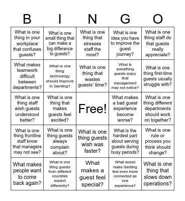 Genting Ice Breaker Bingo Card
