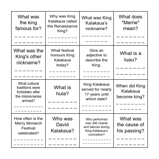 Ask the questions. Find the answers. Bingo Card