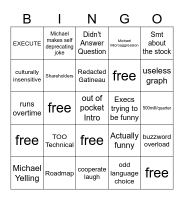 All Hands Bingo Card