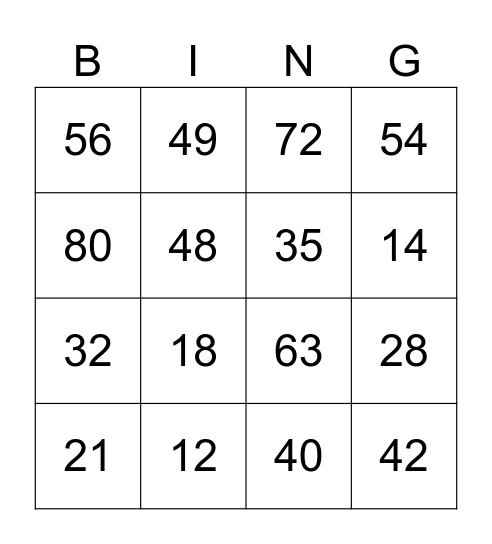 Tafels 6,7 en 8 Bingo Card